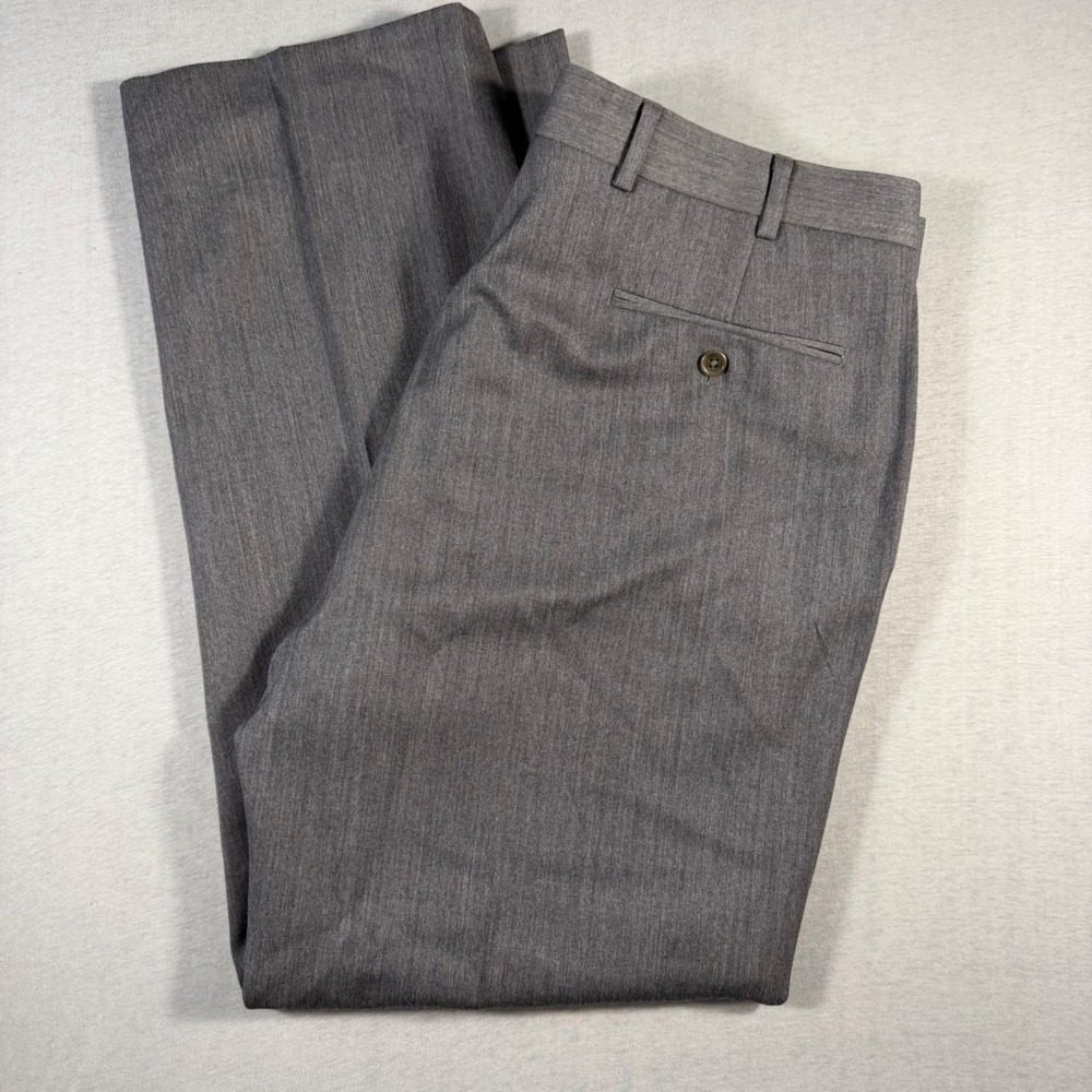 Brooks Brothers 1818 Madison Grey Wool Dress Pants 38x32 Sharkskin Trousers